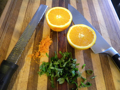 orange zest and basil chiffonade