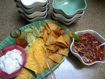 taco soup and garnishes