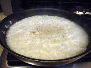 onions boiling in water