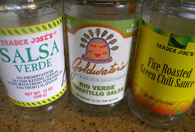 a trio of green salsas