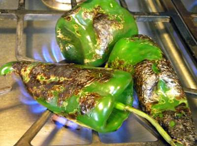 roasting poblanos