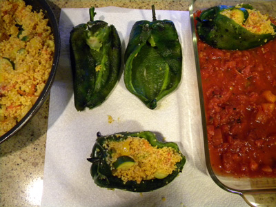 stuffing poblanos