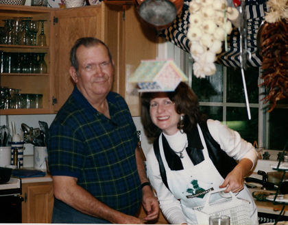 Dad and Linda cooking Christmas '96