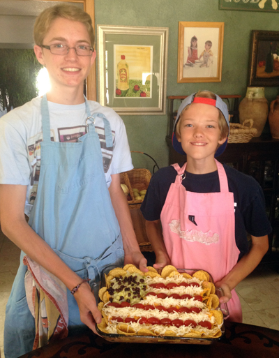 boys with layer dip flag