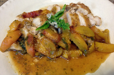 chicken with savory sweet peaches