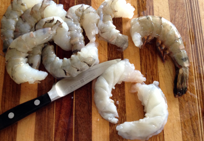 cut shrimp in half