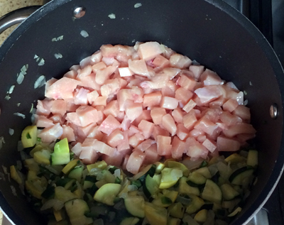 add chicken to squash