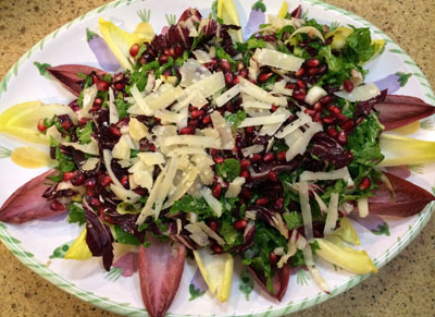 Bitter Greens Salad with Pom and Parm