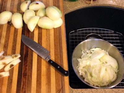 half the onions sliced