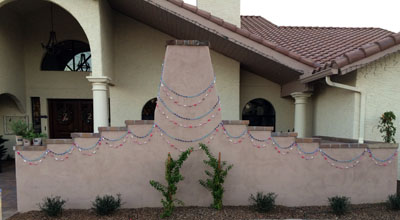 blue and pink fireplace