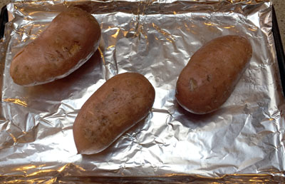 scrubbed sweet potatoes