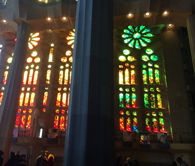 green and yellow stain glass windows