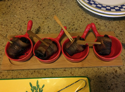 Chorizo Filled Dates  in Bacon
