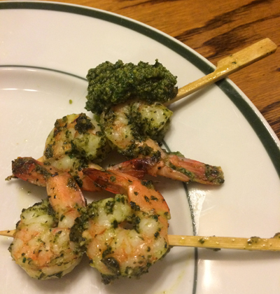 Mixed Herb Pesto Shrimp Skewers