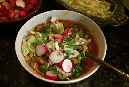 posole with garnishes