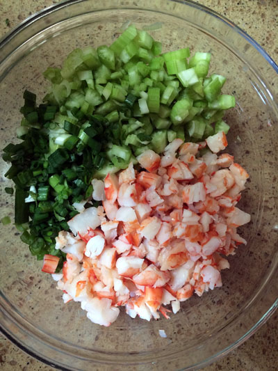 shrimp, celery and onion