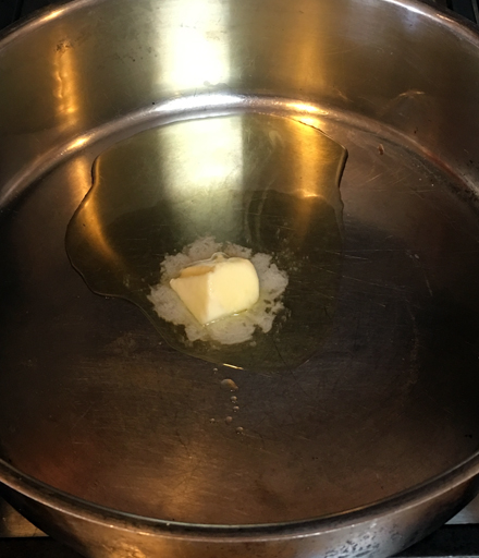 melt butter in evoo