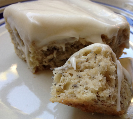 banana cake with boiled brown sugar frosting
