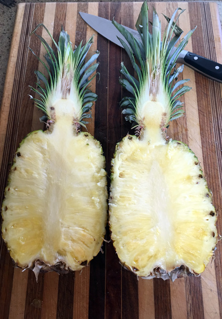 halve pineapple